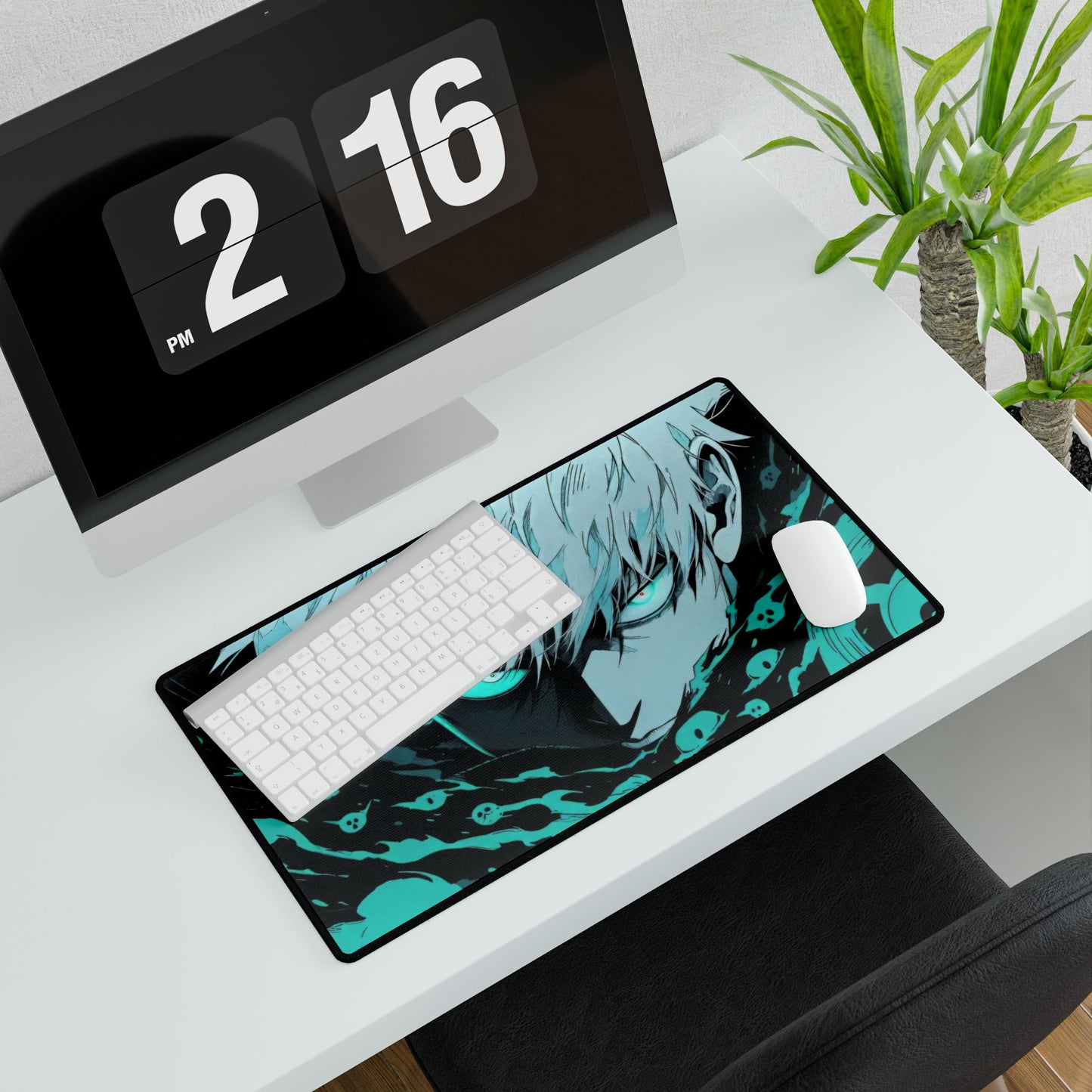 Satoru Gojou Monochrome Jujutsu Kaisen Acid Cyan Mouse Pad