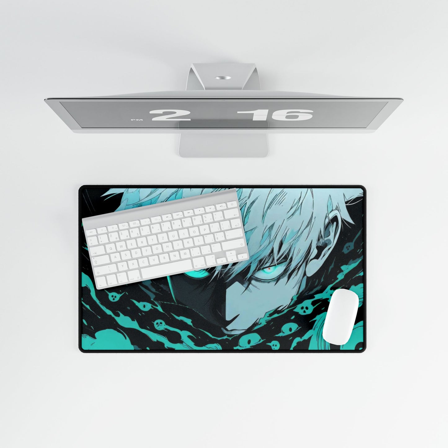 Satoru Gojou Monochrome Jujutsu Kaisen Acid Cyan Mouse Pad