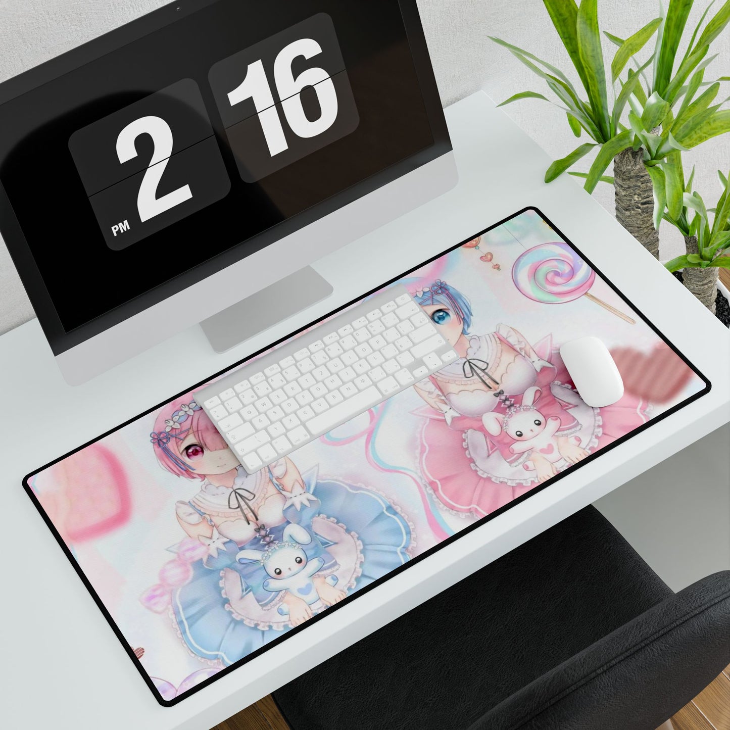 Sisters with pink and blue hairs Mouse Pad