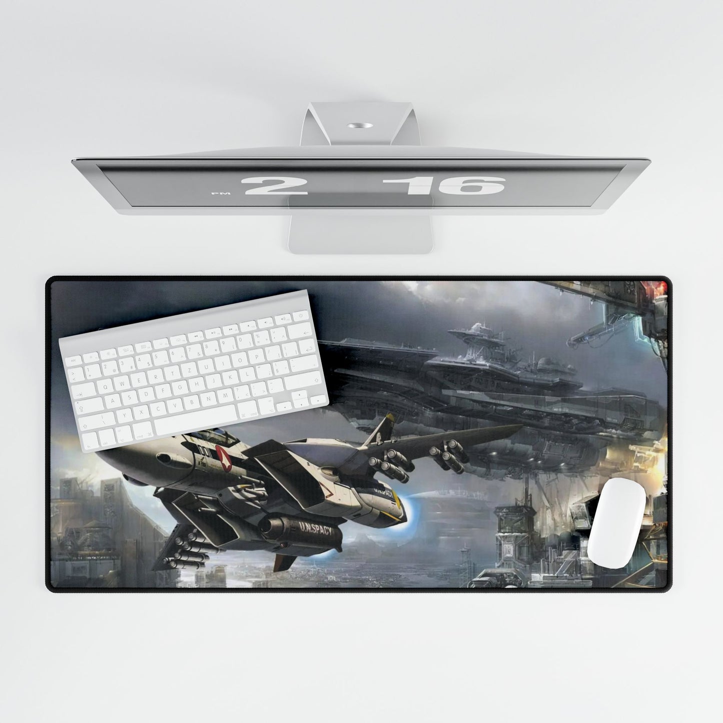 Roy flying Skull Leader with SDF1 in background Mouse Pad