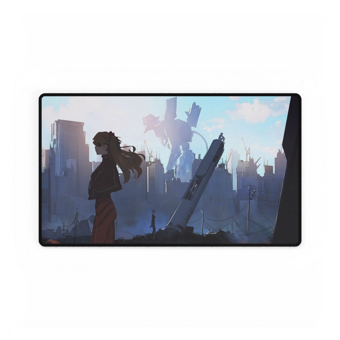 Asuka Langley Sohryu in front of Eva Plug Mouse Pad