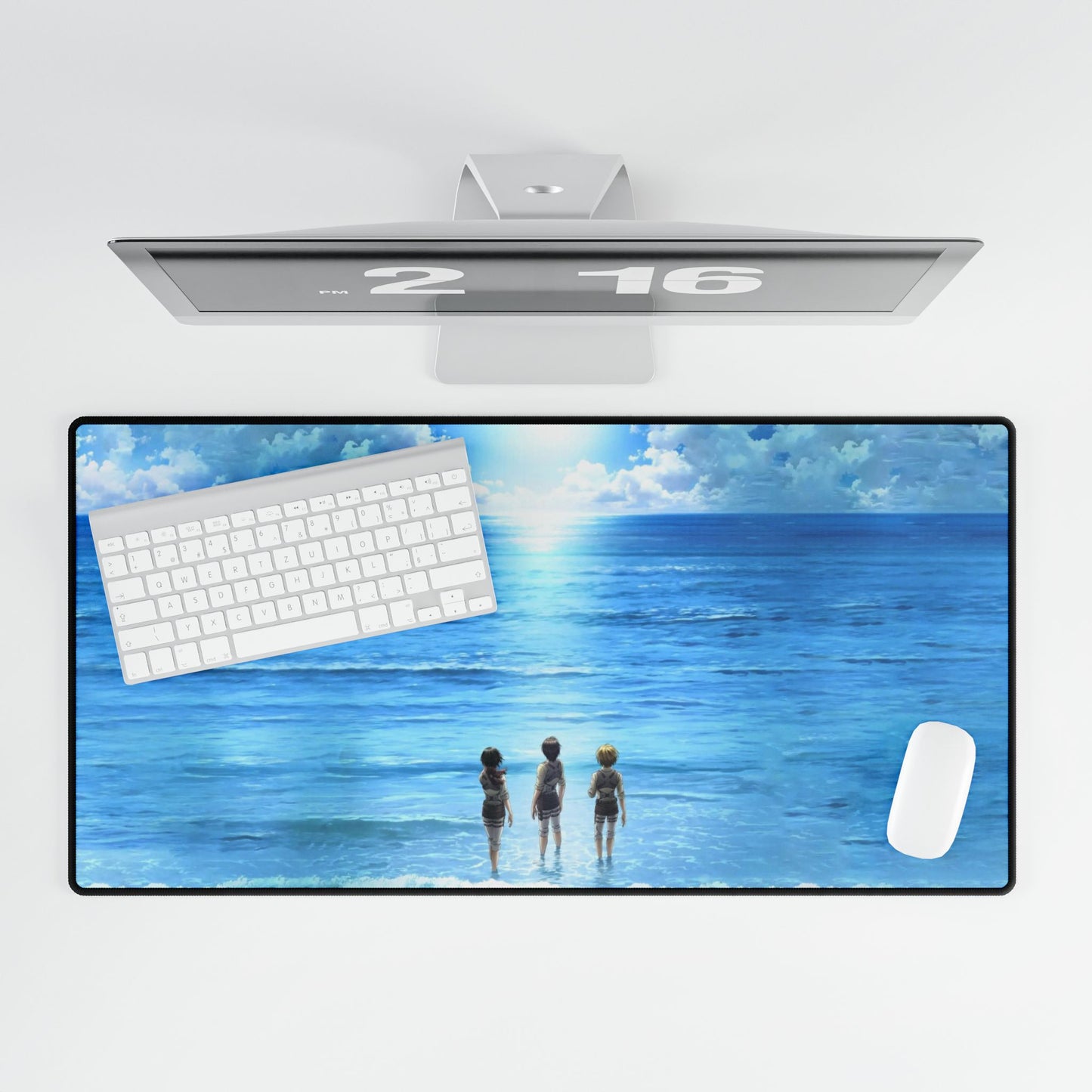 3 friends contemplating the ocean Mouse Pad