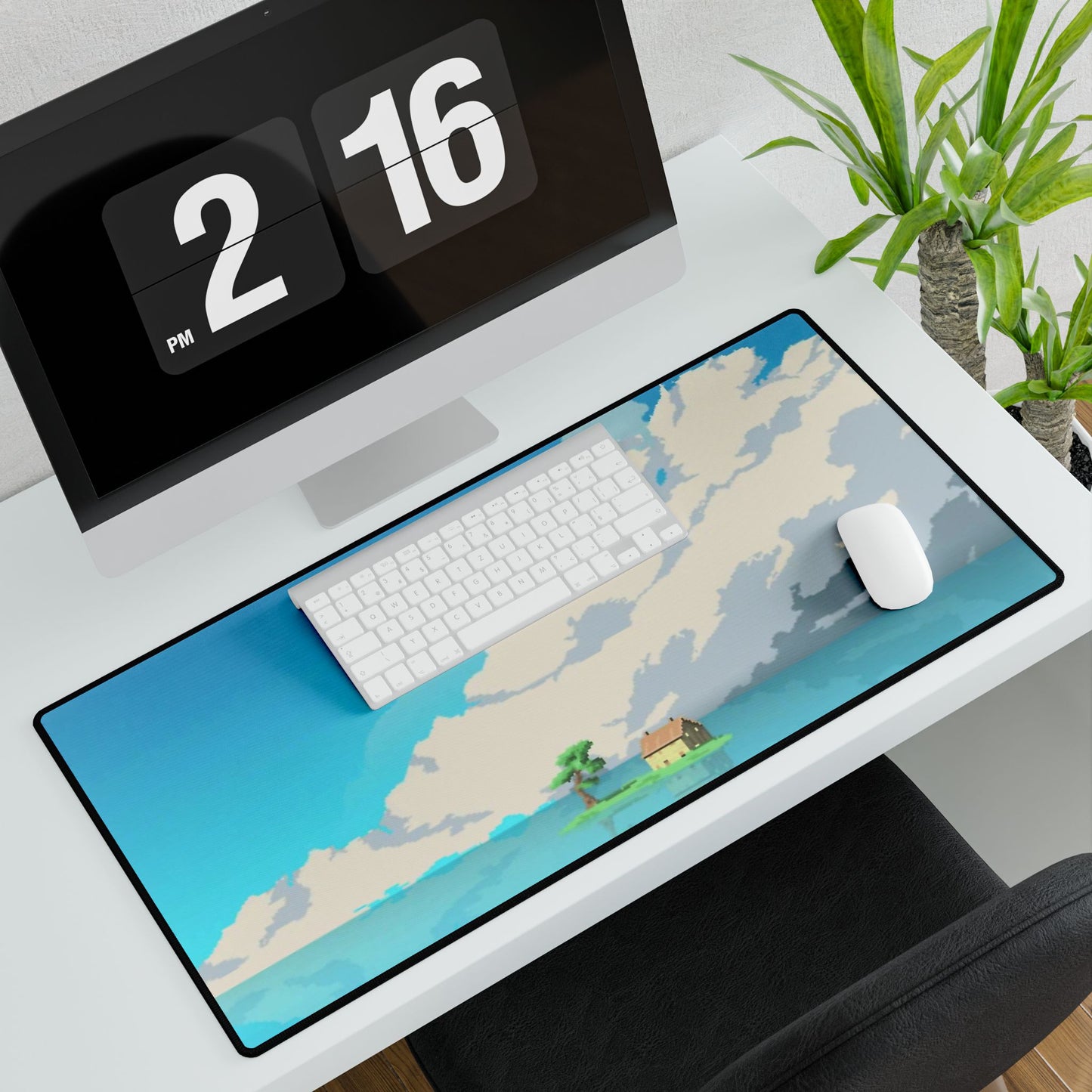 Pixel art house on a small island Mouse Pad