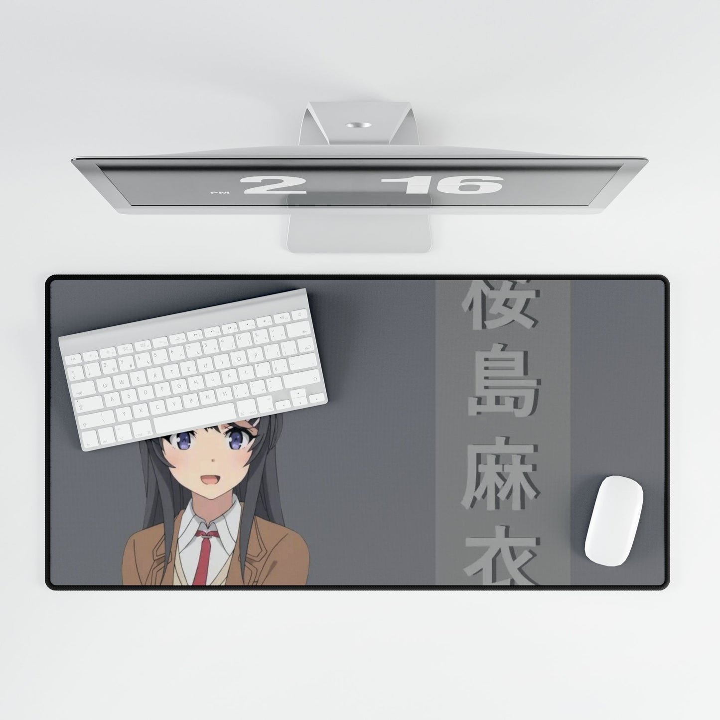 Mai Sakurajima Kanji Background Mouse Pad