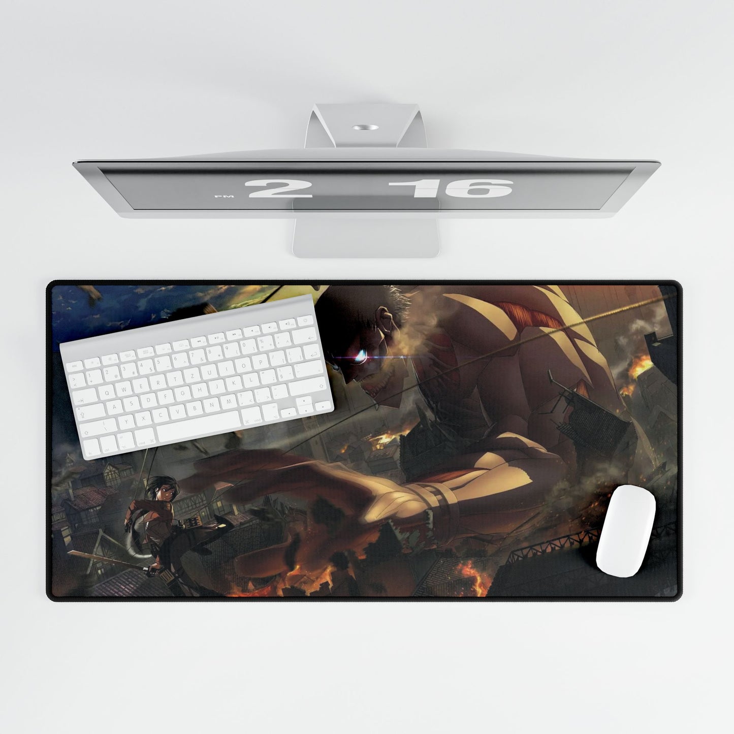 Mikasa Fighting With Armored Titan Mouse Pad