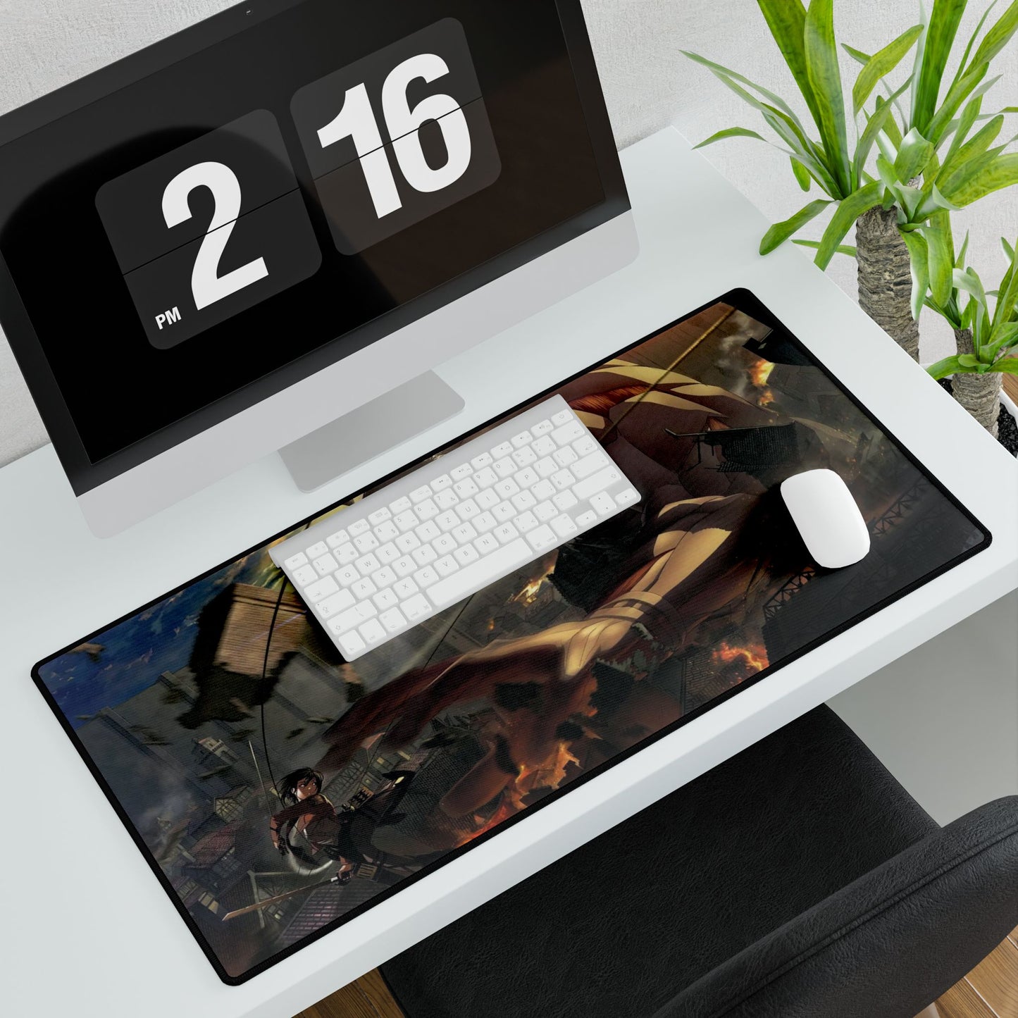 Mikasa Fighting With Armored Titan Mouse Pad