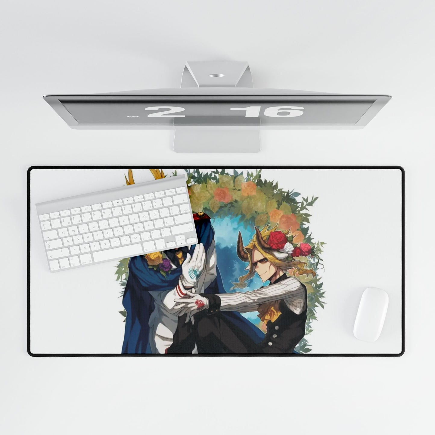 All Might strong and weak surrounded by roses Mouse Pad