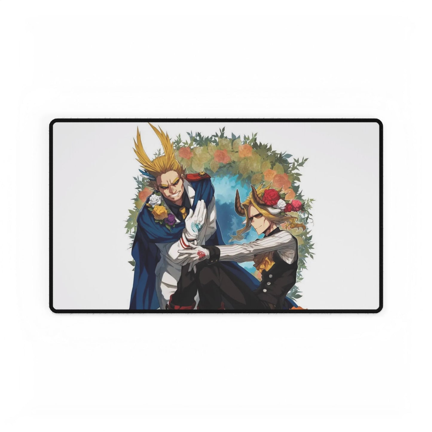 All Might strong and weak surrounded by roses Mouse Pad