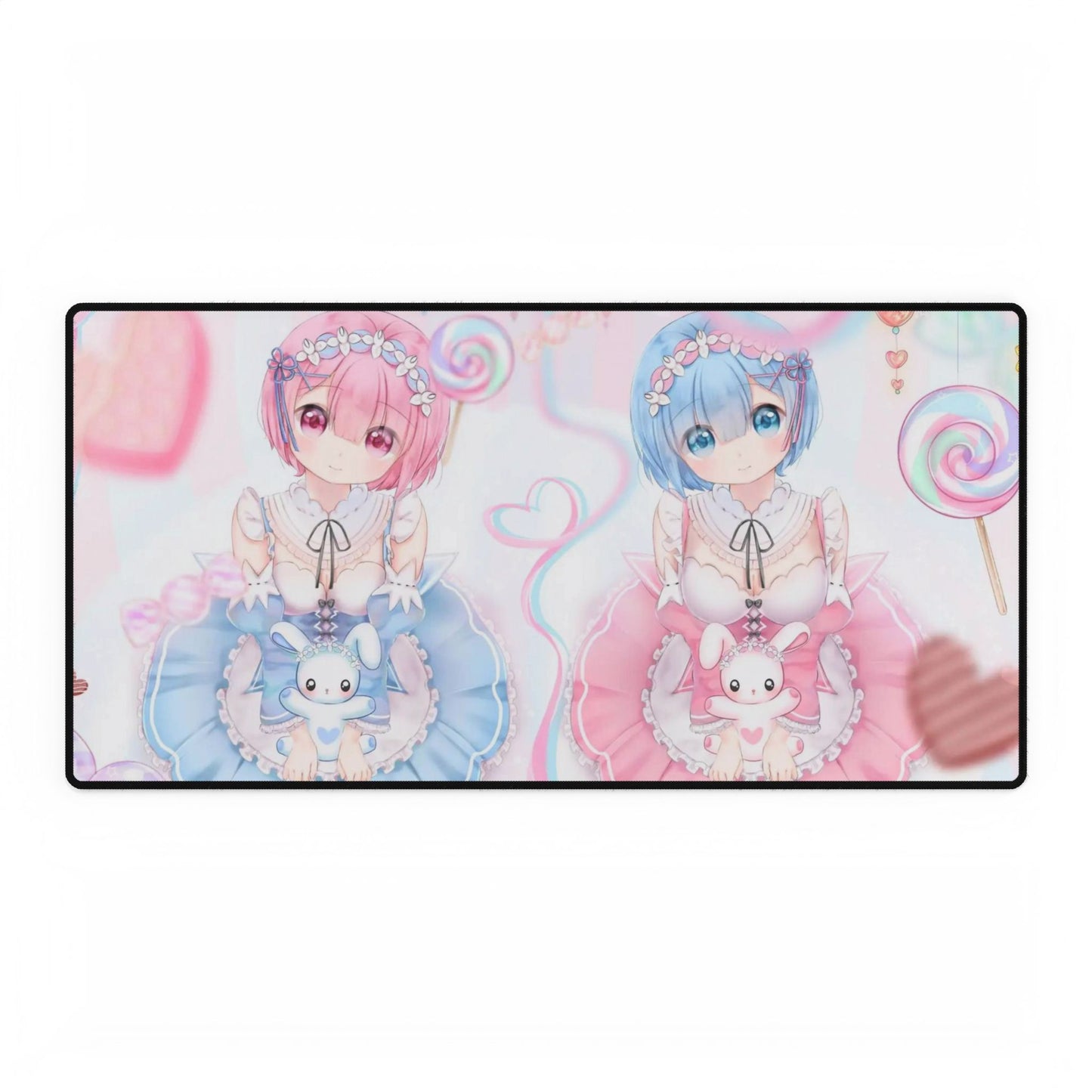 Sisters with pink and blue hairs Mouse Pad