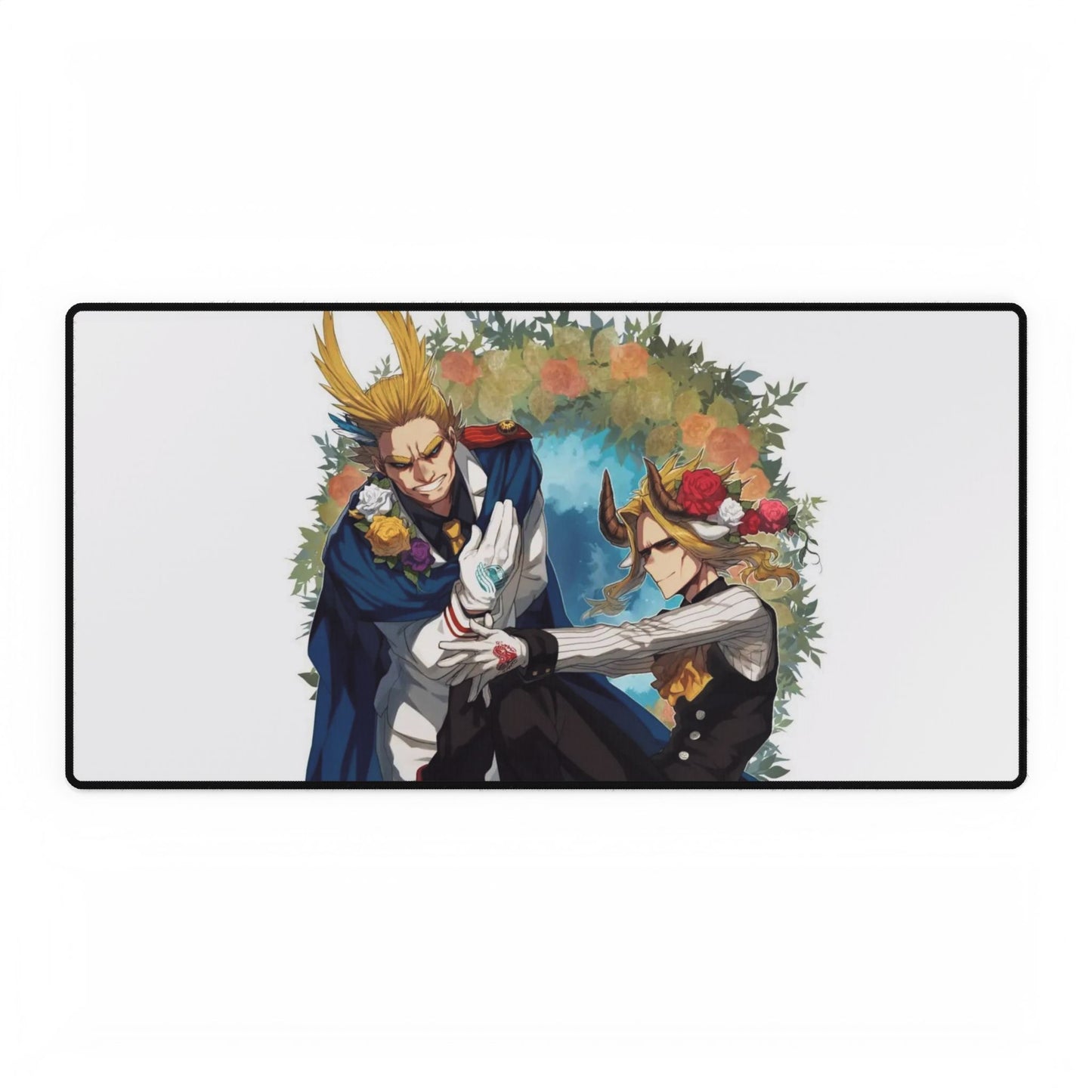All Might strong and weak surrounded by roses Mouse Pad
