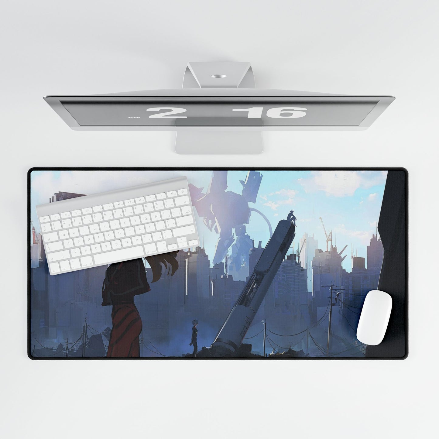 Asuka Langley Sohryu in front of Eva Plug Mouse Pad