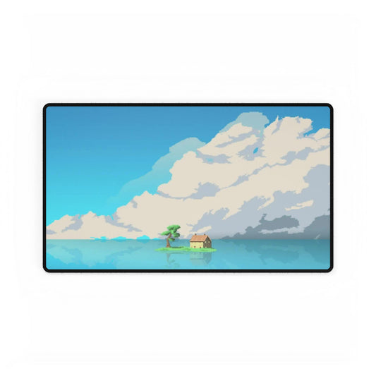 Pixel art house on a small island Mouse Pad