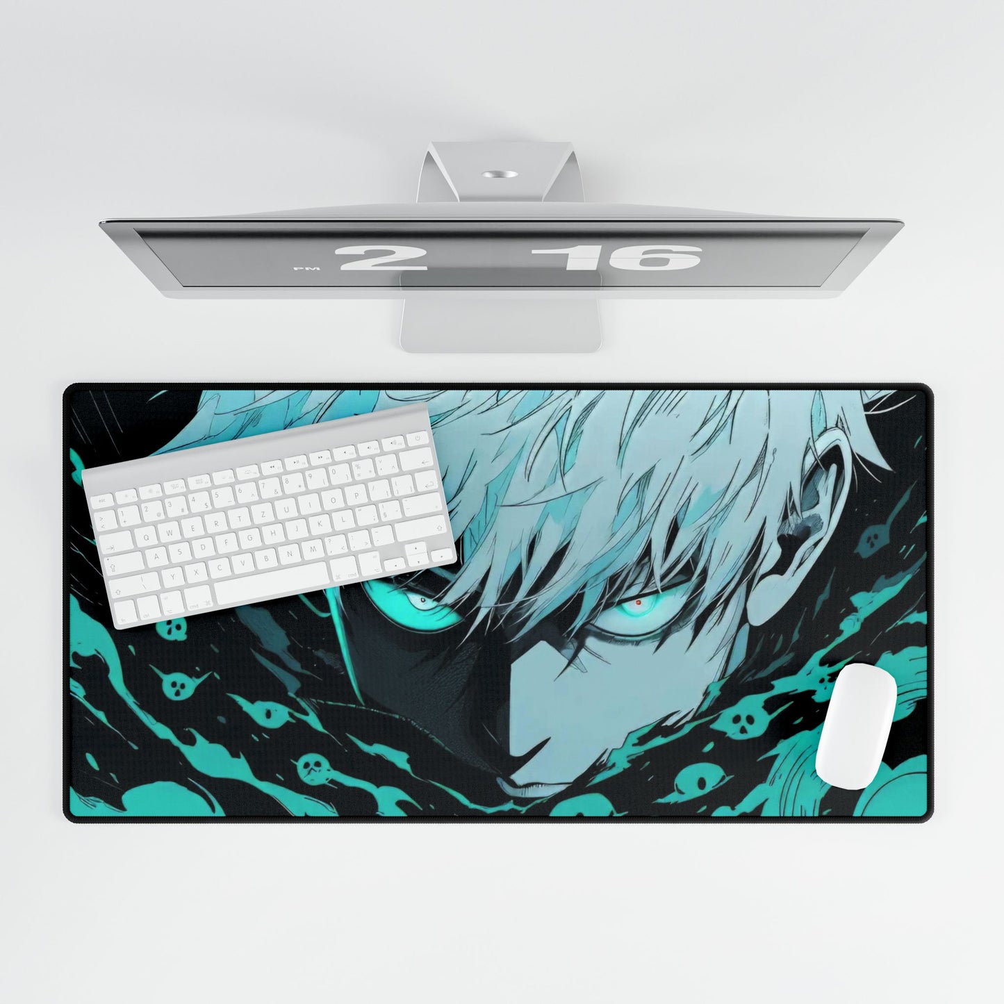 Satoru Gojou Monochrome Jujutsu Kaisen Acid Cyan Mouse Pad