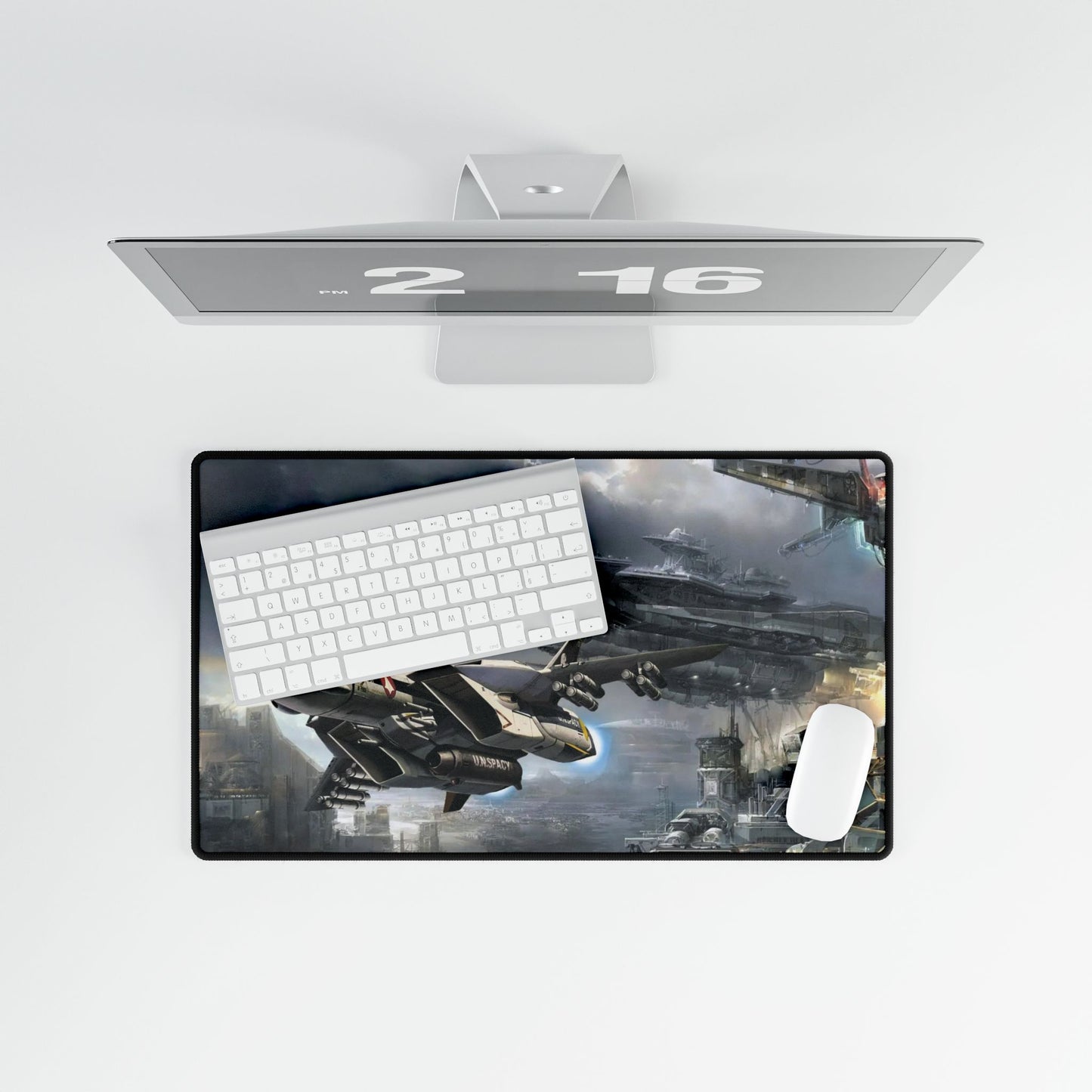 Roy flying Skull Leader with SDF1 in background Mouse Pad