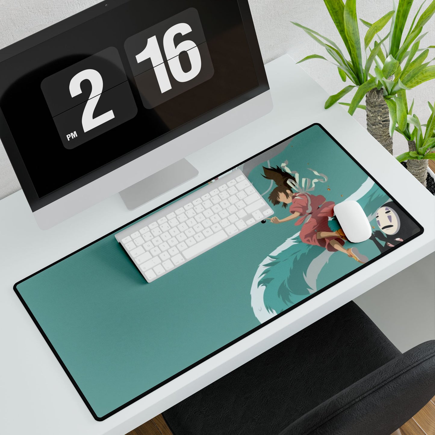 Minimalist Chihiro, Haku, and No-face Mouse Pad