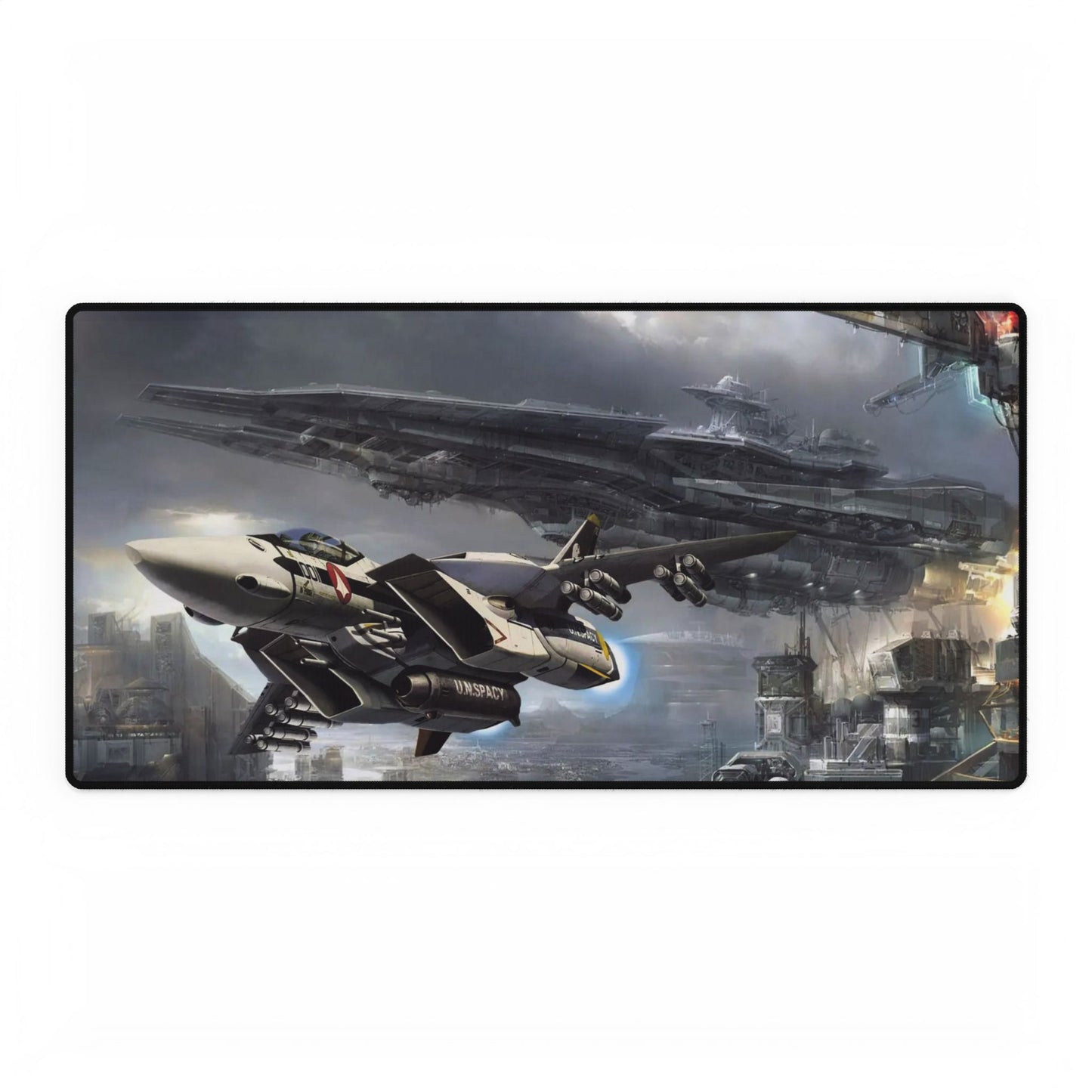 Roy flying Skull Leader with SDF1 in background Mouse Pad