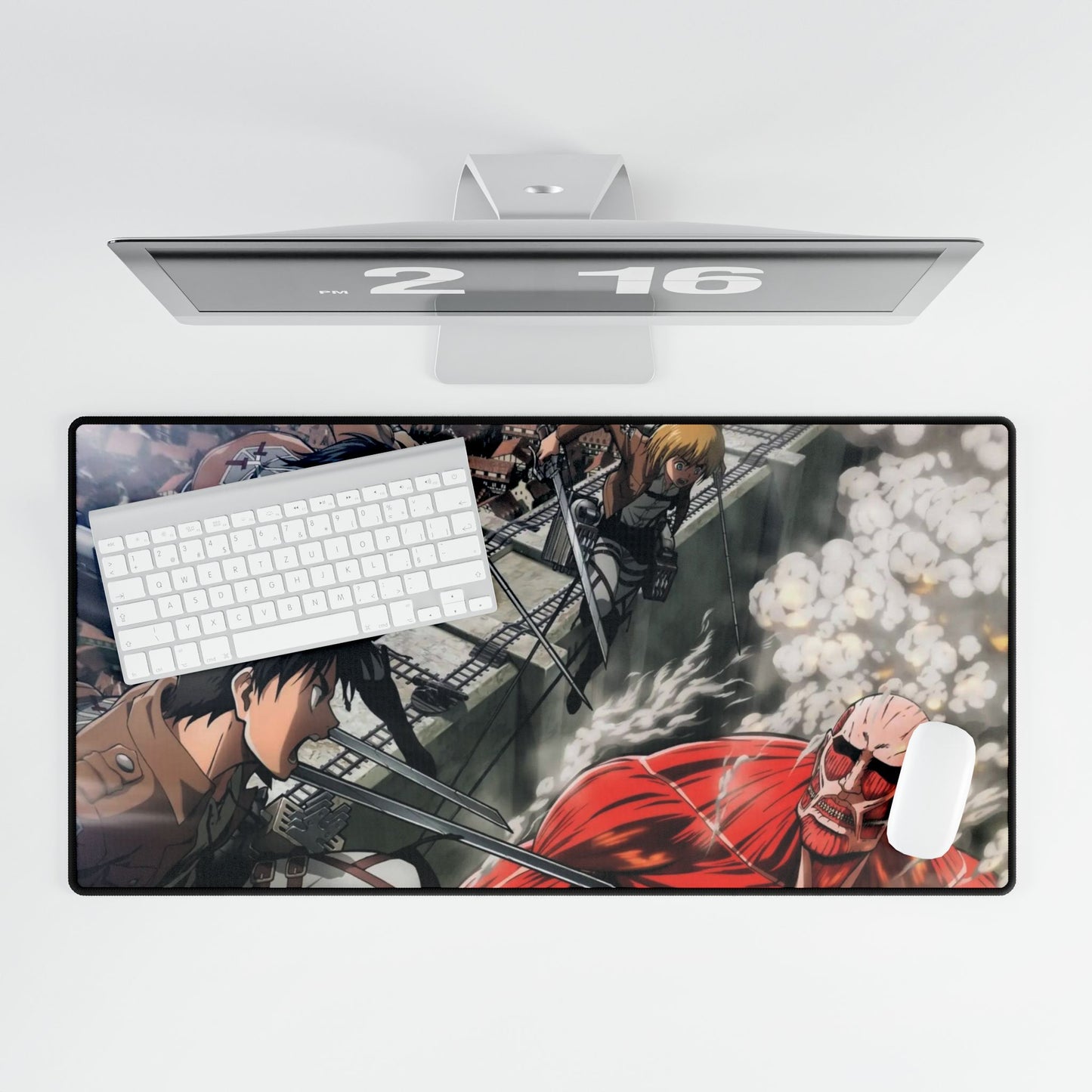 Eren and Mikasa vs Colosse Titan Mouse Pad