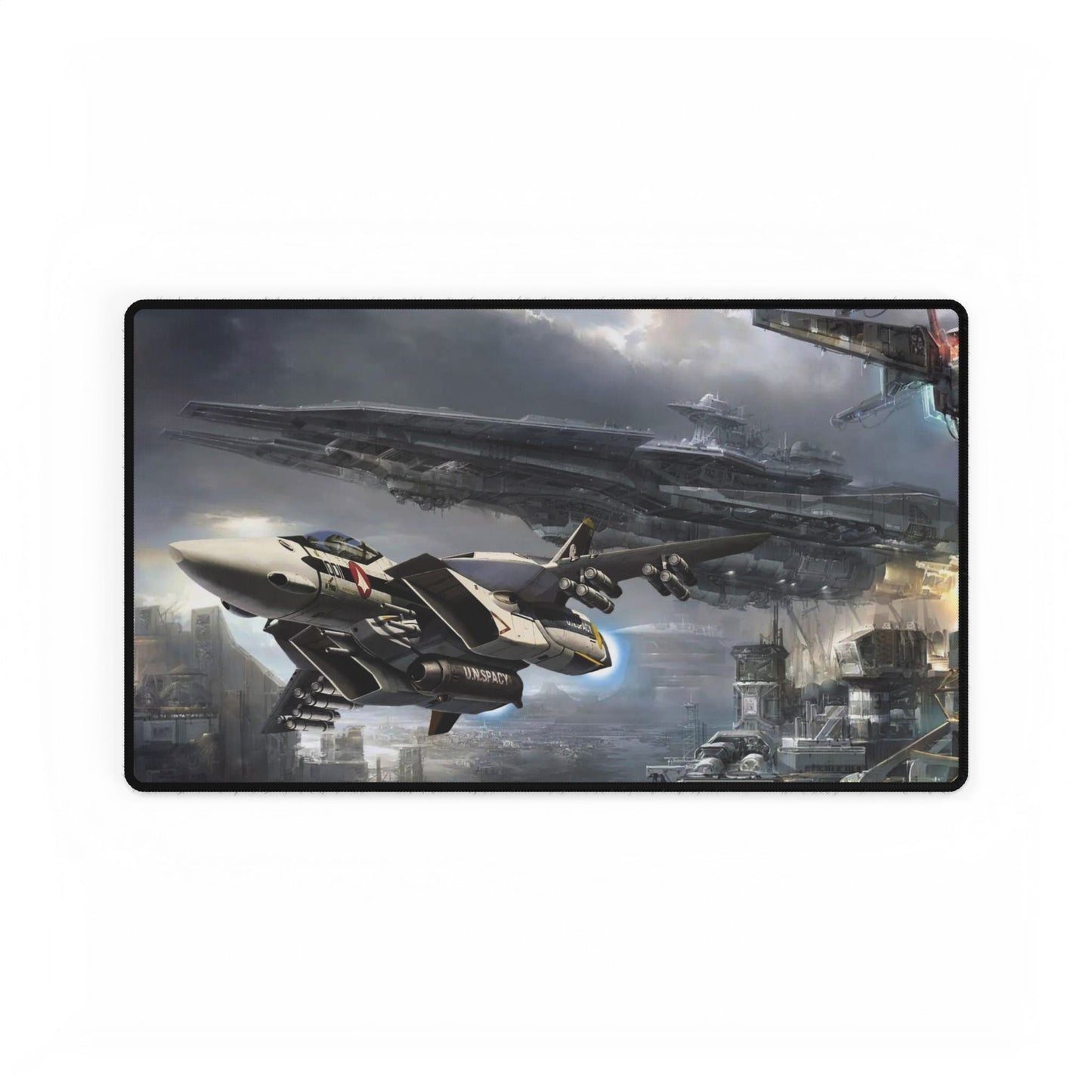 Roy flying Skull Leader with SDF1 in background Mouse Pad