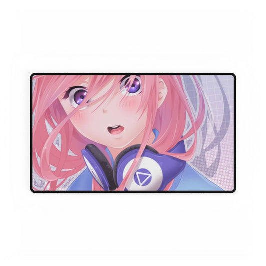 A girl with pink hair and headphones Mouse Pad