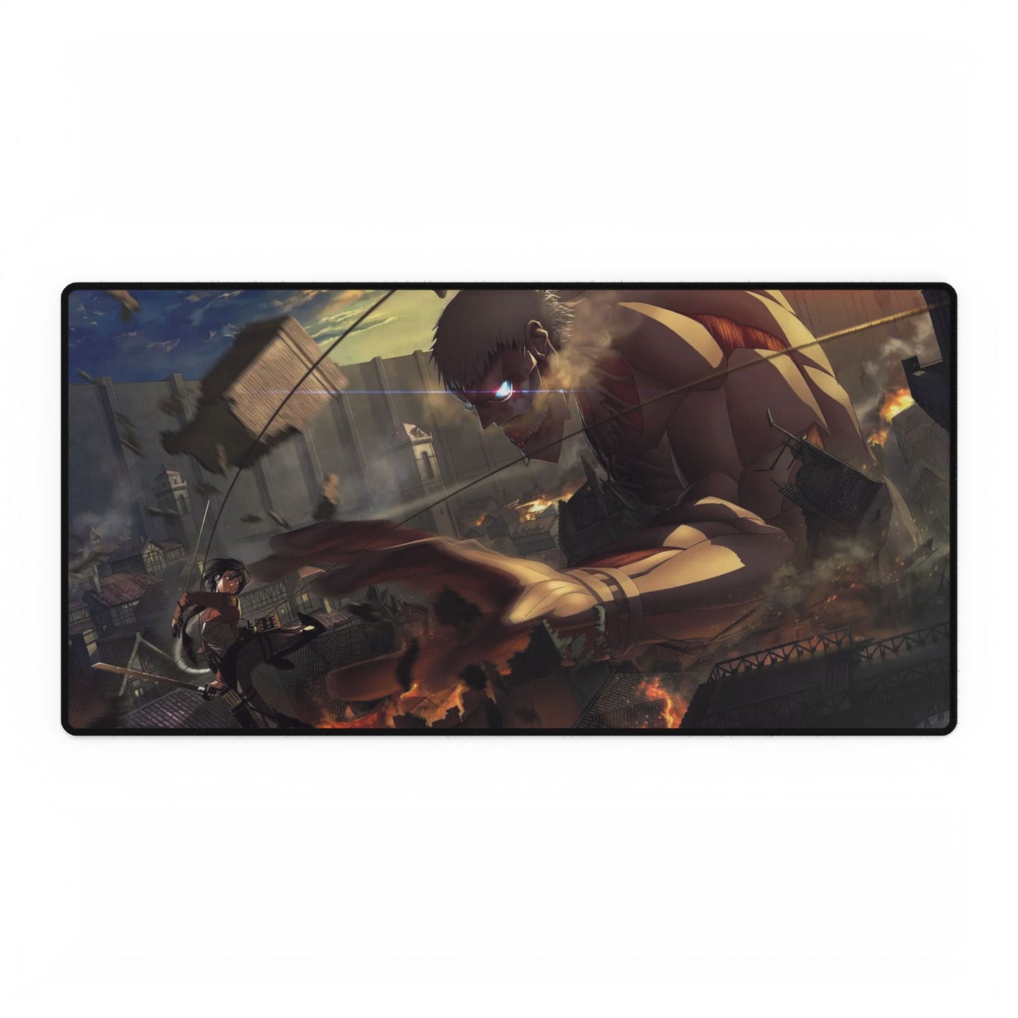 Mikasa Fighting With Armored Titan Mouse Pad