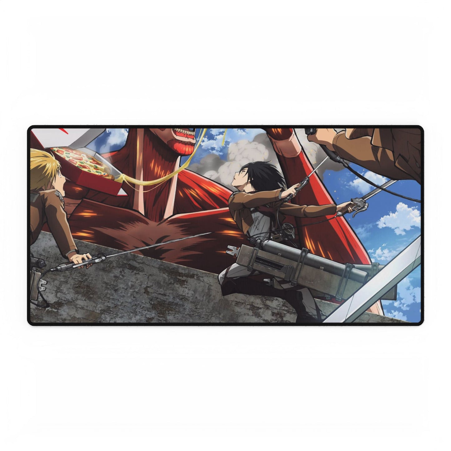 Colossal Titan eating pizza Mouse Pad