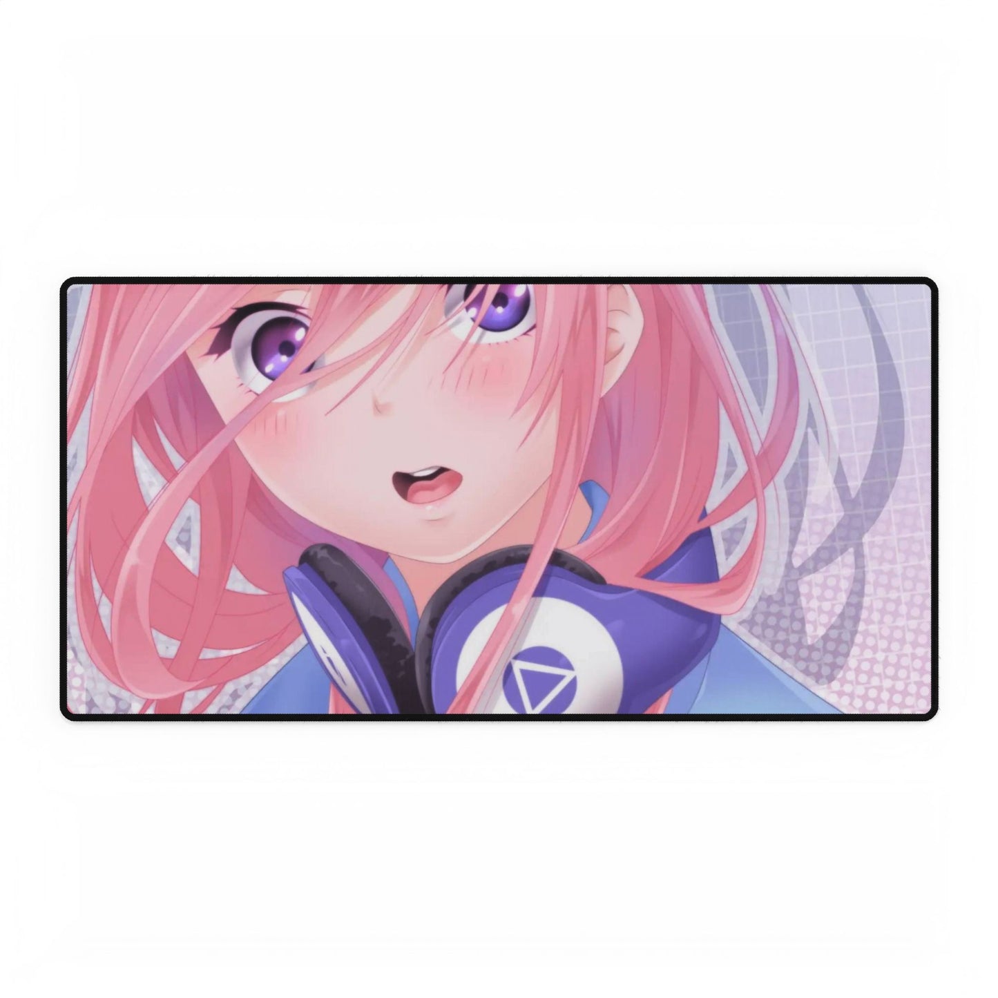 A girl with pink hair and headphones Mouse Pad