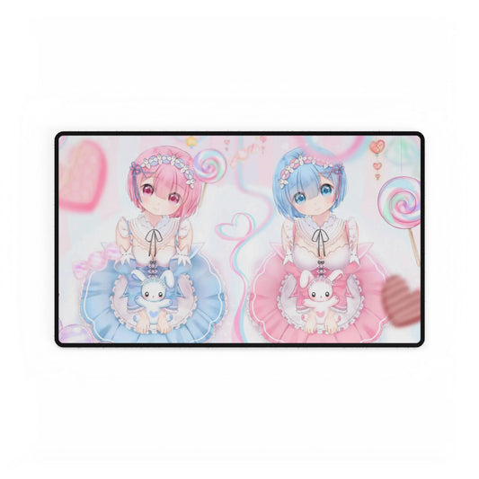 Sisters with pink and blue hairs Mouse Pad