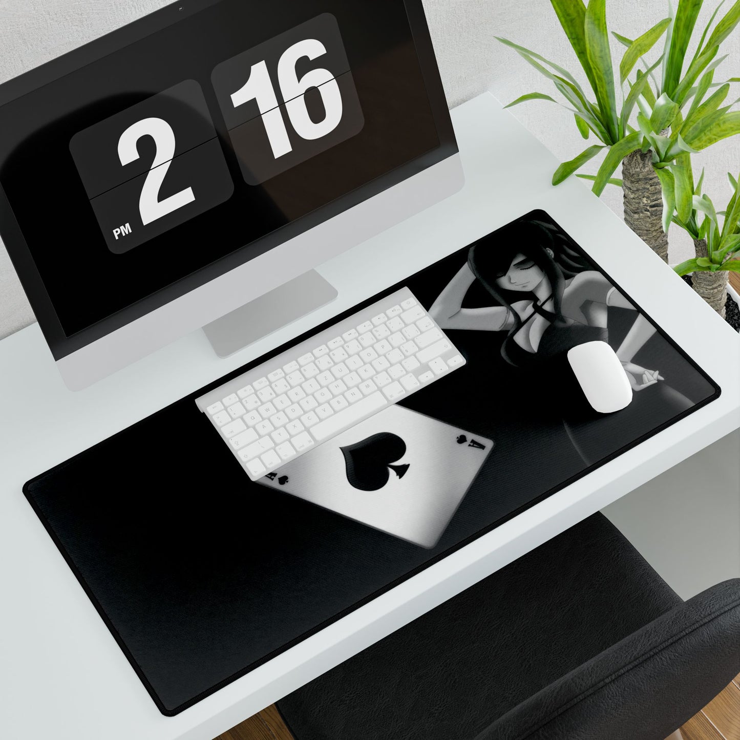 Erza Scarlet - Black and white Mouse Pad