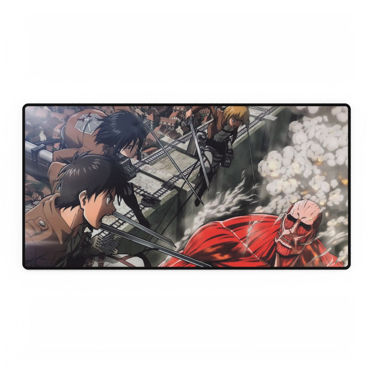 Eren and Mikasa vs Colosse Titan Mouse Pad
