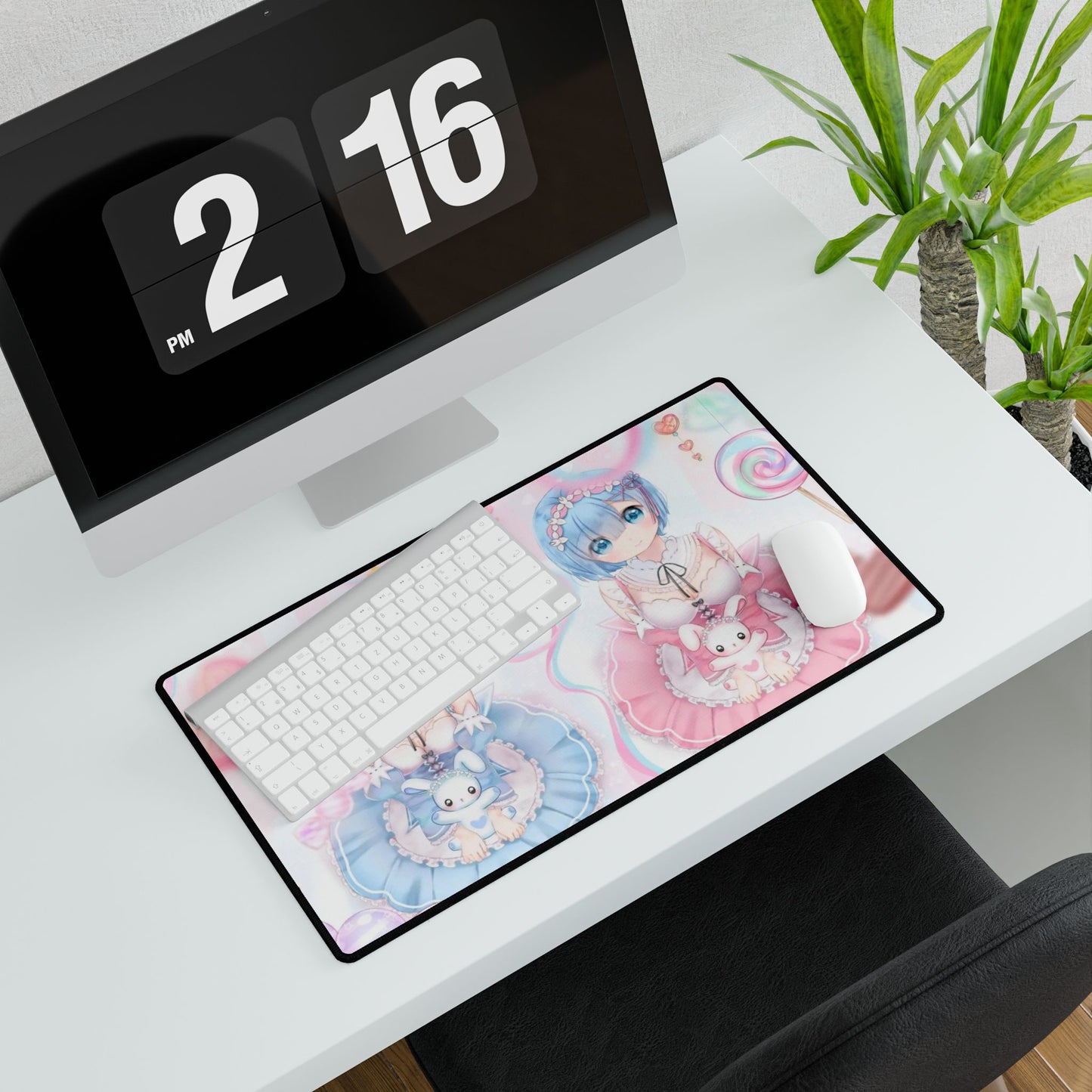 Sisters with pink and blue hairs Mouse Pad